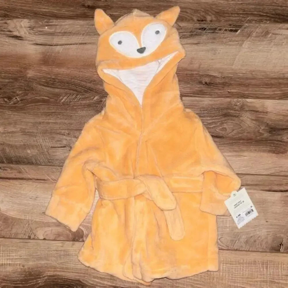 Cloud Island Fox Hooded Bath Robe | 6–9M Orange | NWT